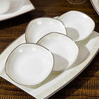 Milky White Porcelain Tableware Set Home Simplicity Combination Tableware Set of Bowls Dessert Plates Soup Plates Dinner Plates 70 Piece Set
