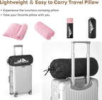 Small Shredded Memory Foam Pillow, Camping Pillow Travel Pillow - Compressible Medium Firm, Breathable Cover, Ideal Backpacking Hiking, Airplane and Car (Apricot Pink, L)