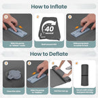 Double Camping Sleeping Pad with Electric Pump, 3.15" Thick 2 Person Self Inflating Memory Foam Mattress Pad with Pillow, Portable Sleeping Mat for Travel, Car, Tent, Home - Grey, Full Size