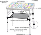 Folding Camping Table 2ft Portable Pinic Table Adjustable Height Small Card Table Aluminum Foldable Lightweight with Carry Handle for Outdoor Indoor Hiking Camp BBQ Beach (Blooming Floral)