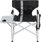 400LBS Heavy Duty Camping Director Chair - Lightweight Aluminum Frame with Foldable Side Table, 600D Oxford Seat & 3 Storage Pockets, Portable for Camping,Sports,Indoor/Outdoor Adults Use