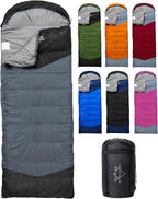 Single Sleeping Bag for Adults Kids 3-Season, Lightweight Waterproof Ripstop, Dual Zipper Bottom Vent, Compression Sack, Portable Camping Hiking Backpacking Gear