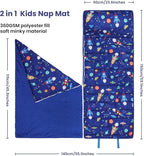 Kids Nap Mat Portable Slumber Bags with Removable Pillow and Blanket for Girls Boys, Lightweight Extra Large Sleeping Bag for Preschool Camping Daycare