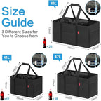 LHZK Standing Extra Large Utility Tote Bag with Metal Wire Frame and the Sides Rinforced, Extra Large Tote Bag with Handle, Reusable Grocery Bags Foldable, Beach Bag, Car Tote (Black)