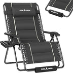 UDPATIO Zero Gravity Chair Oversized Outdoor Anti Gravity Chairs Patio Lounge Folding Adjustable Chair with Cup Holder, Foot Pad & Padded Headrest, Supports 500lbs (1, Grey, 33in)