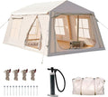 ABORON 2/6/8/10/12 Person Inflatable Camping Tent, Easy Setup Blow Up Tent with Hand Pump, PU3000mm Waterproof & Breathable 4 Season Glamping Tent for Outdoor Camping