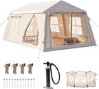 ABORON 2/6/8/10/12 Person Inflatable Camping Tent, Easy Setup Blow Up Tent with Hand Pump, PU3000mm Waterproof & Breathable 4 Season Glamping Tent for Outdoor Camping