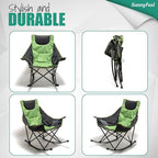 SUNNYFEEL Oversized Rocking Camping Chair 2 Pack, Fully Padded Patio Chair with Side Pocket, High Back Portable Lawn Recliner with Carry Bag, Outdoor Rocker Camp Chairs for Adults Heavy Duty 500 LBS