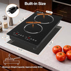 Double Induction Cooktop 2300W, Portable Induction Stove Hot Plate with 9-Level Independent Touch Control, Safety Lock, 2H Timer for Easy & Safe Cooking in Apartments, RVs, Camping and Outdoor
