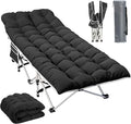 YITAHOME Camping Cots w/Mattress Portable Lounge Chair Outdoor Folding Cot Heavy Duty 575LB Capacity 1200D Oxford w/Carry Bag Travel Camp Bed for Camping, Office, Traveling, Black