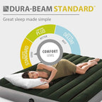 Intex 64763E Dura-Beam Standard Downy Air Mattress: Fiber-Tech – Queen Size – Built-in Foot Pump – 10in Bed Height – 600lb Weight Capacity