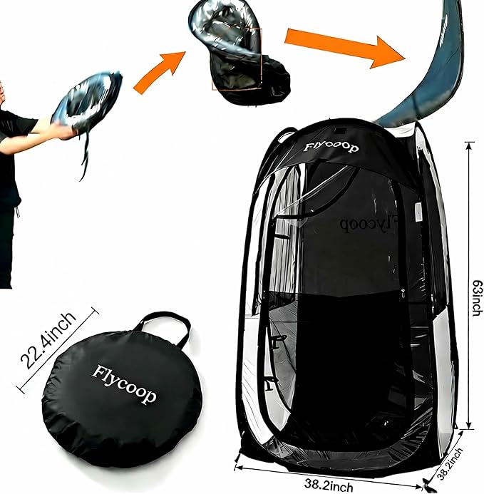 Sports Tent: Flycoop Portable Weather Pop Up Pod 1 Person to Provide Shelter from Wind Rain and Cold Weather Shelter for Outdoor Activities, Sports Events, Camping and Hiking