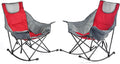 SUNNYFEEL Oversized Rocking Camping Chair 2 Pack, Fully Padded Patio Chair with Side Pocket, High Back Portable Lawn Recliner with Carry Bag, Outdoor Rocker Camp Chairs for Adults Heavy Duty 500 LBS