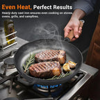 9.7" Cast Iron Skillet with Lid & Removable Wooden Handle, Pre-Seasoned Frying Pan for Stove, Oven, Grill & Campfire Cooking