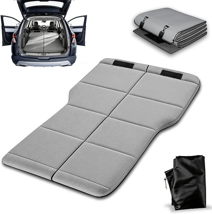 Car Mattress for SUV Trunk, Foldable Non-Inflatable Sleeping Platform, Air Mattress Upgrade Alternative, SUV Sleeping Pad/Camping Bed, Easy to Use, Essential Car Camping Accessories for Outdoor Travel