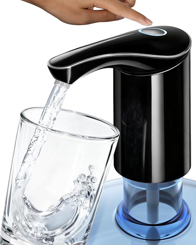 Rechargeable Water Dispenser Pump for 5 Gallon Bottle, Electric USB-C Large Flow Water Jug Dispenser, Portable Automatic Submersible Bottle Pump Silent Operation for Camping Home Office