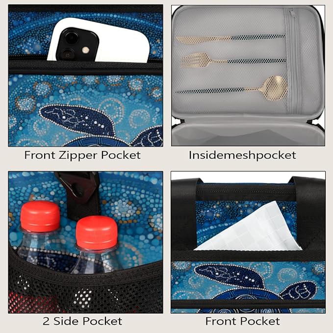 Boho Mandala Turtle Soft Cooler Bag Insulated Lunch Box for Men & Women, Large Leakproof Lunch Bag Portable Beach Cooler for Work, Picnic, Road Trips,Fishing, Travel, Camping,A-3