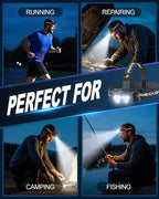 Headlamp Rechargeable 2PCS,4500L Super Bright Light Bright LED Rechargeable Headlight with White Light, Waterproof Head Lamp with Headband for Outdoor Camping, Hiking,Camping Essentials,Working