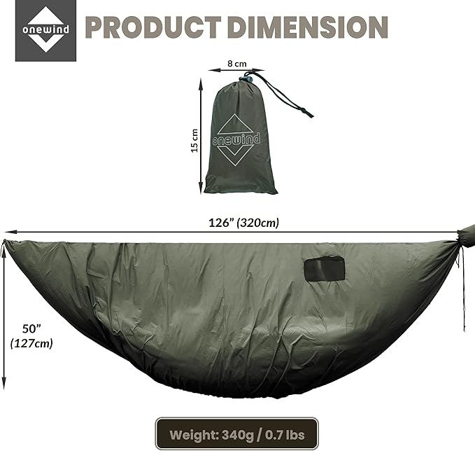 Onewind Premium Hammock Wind Sock, Hammock end Wind Block, Lightweight and Wind-Resistant Underquilt Protector for Winter and Cold Weather Protection, Backpacking, OD Green