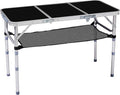 Folding Camping Table, Aluminum Folding Table with Carrying Handle, Lightweight, Portable Camping Table Waterproof for Outdoor Indoor Picnic Beach BBQ (Black, 3ft)