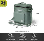 CORE Magnetic Leak Proof Soft Cooler with Waterproof Zipper | Insulated Bag Portable Ice Chest Box | Best Soft Cooler for Food & Beverages for Tailgating, Car Camping, Travel, and Family Beach Picnics