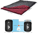 AGEMORE Cotton Flannel Double Sleeping Bag for Camping, Backpacking Or Hiking. Queen Size 2 Person Waterproof Sleeping Bag for Adults Or Teens. Lightweight with Compression Sack