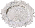 Antique Charger Plates Set 13'' Round Embossed Dinner Plate Chargers Plastic Elegant Floral Plates for Dinner Wedding Party Event Table Kitchen Decoration 100PCS (Silver 24Pcs)