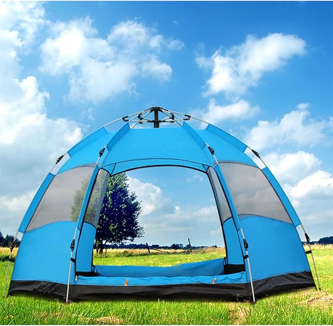 5-8 Person Portable Camping Tent, Automatic Camping Pop-up Tent Easy Set Up Waterproof Breathable Sunscreen for Backpacking Hiking Beach Foldable Tent (Color : A) (B)