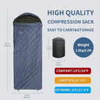 Mountainlodge 100% Cotton Shell and Lining Sleeping Bag for Adult Cold Weather with Compression Bag&Carry Bag for Camping,Travel and Car Camping