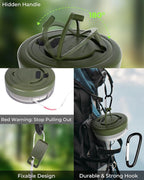 Camping String Lights, 32.8ft Retractable RGB Tent String Lights, Rechargeable LED Hanging Tent Lantern, Portable Twinkle Camp Lamp for Outdoor Backyard Patio Awning Canopy RV Essentials, Green
