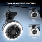 Lepro Rechargeable Camping Lantern with Fan, Camping Essentials, 2 Lighting Modes, 3 Speed Settings Fan, Tent Light with Hanging Hook for Camping, Hiking, Hurricane, Emergency, Outages