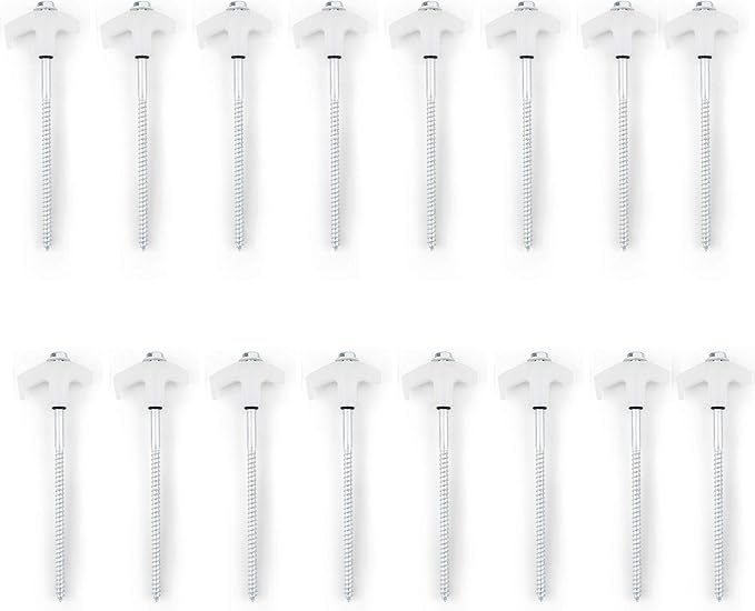 Tent Stakes - 16 Heavy-Duty Ground Screw Anchor Pegs - Galvanized - Non Rust - Perfect for Yard, Garden, Awning & Canopy - Glow-in-The-Dark Tops - Hex Tool & Carry Case - Gazebo - Accessories