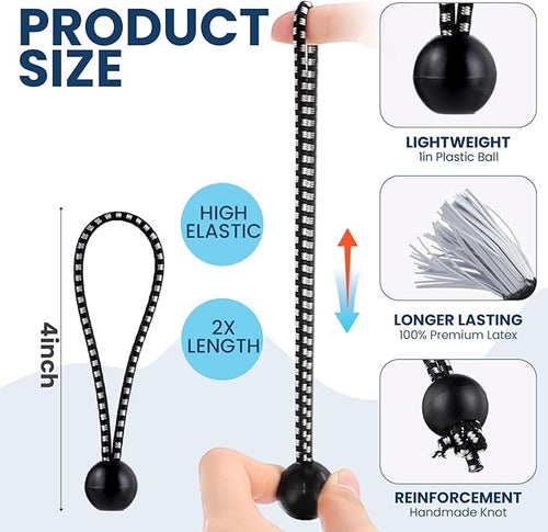 100 Pcs 4 Inch Ball Bungee Cords Tarp Tie Downs Bungee Cords with Balls Heavy Duty Outdoor Tarp Straps for Canopy Shelter Camping Cargo Tent Poles UV Resistant (Black White)