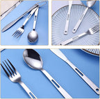 Yardwe 3sets Portable Stainless Steel Camping Cutlery Outdoor Tableware for Picnic Travel Rv Use Compact Design Easy to Clean Modern Lightweight