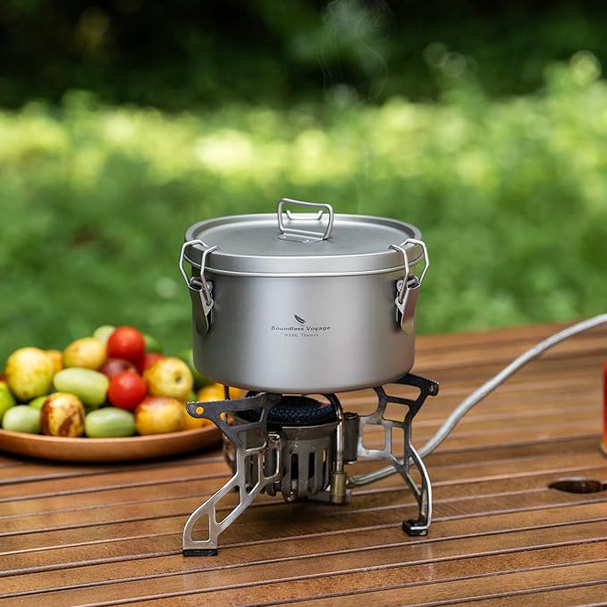 Boundless Voyage Titanium Sealed Lunch Box with Leak-Proof Lid Camping Cookware Lightweight Outdoor Cooking Pot for Backpacking Hiking Picnic & Travel Food Container (Ti2085C/0.9L)