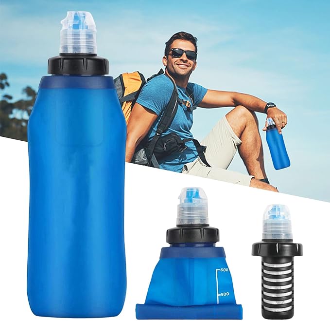 Filter Water Bottle – Foldable Sports Bottle with Built-In Filtration System for Safe Drinking and Hydration on the Go| Portable Water Purifier for Outdoor Survival, Use, Camping, Hiking, Ba