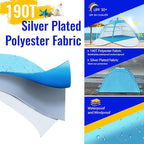 Beach Tent Sun Shade for 4-5 Person, Two Doors Large Pop Up Beach Tents for Adults and Kids, Portable Automatic Instant Sun Shelter Canopy Tent UV 50+, Ideal for Garden, Fishing, Picnic