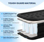 Twin Air Mattress with Headboard, Built-in Pump, Supports 500 lbs, Quiet Noiseless Design, 48-Hour Leak-Tested, 2.5 Min Fast & Easy Inflation/Deflation, Portable Blow Up Bed for Home, Guests & Camping