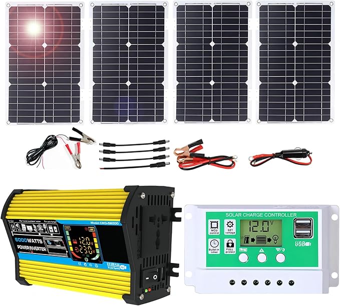 100W Monocrystalline Solar Panel Kit with Lightweight Inverter for RV, Camping, and Boat(Unique Colour,100W)