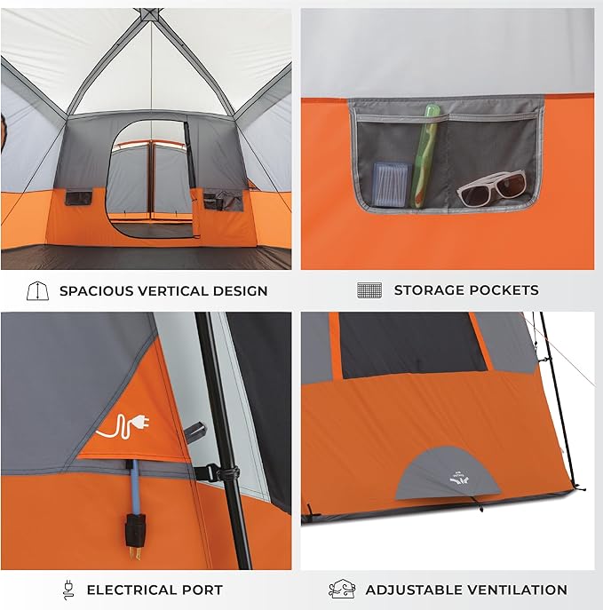 CORE Tent for Family Camping | 10 Person / 11 Person / 12 Person Large Multi Room Cabin Tents for Car Camping & Outdoor Adventures