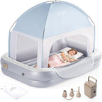 OGERY Inflatable Toddler Travel Bed with Cordless Rechargeable and Detachable Air Pump and Tent, Portable Kids Air Mattress with 4 Sides Safety Bumpers Ideal for Home, Grandma's, Camping, Traveling