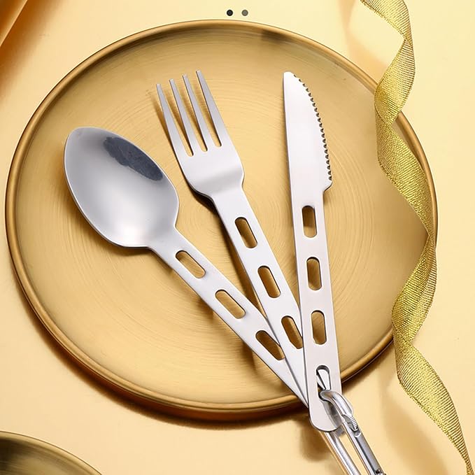 24-Piece Silverware,Service for 8，Serving Set,Camping Utensils，430 Camping Stainless Steel Cutlery Set，Camping Outdoor Knife,Easy to Carry Without Taking Up Space，Dishwasher Safe