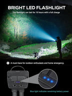 Gym Lamp, Portable Gym Lighting for Posing, Magnetic Work Light Rechargeable, Gift for Men/Women, 180° Rotate Foldable with Hang Hook Camping Lamp, USB Power Bank LED Handheld Flashlight-Black