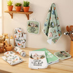 8 Pcs Camping Kitchen Gift Dish Towel Pot Holder Oven Mitt Set 4 Bonfire Tent Car Tea Towels with Funny Sayings Novelty 2 Oven Mitts 2 Pot Holders Camping Accessories Decor for Rv Campers
