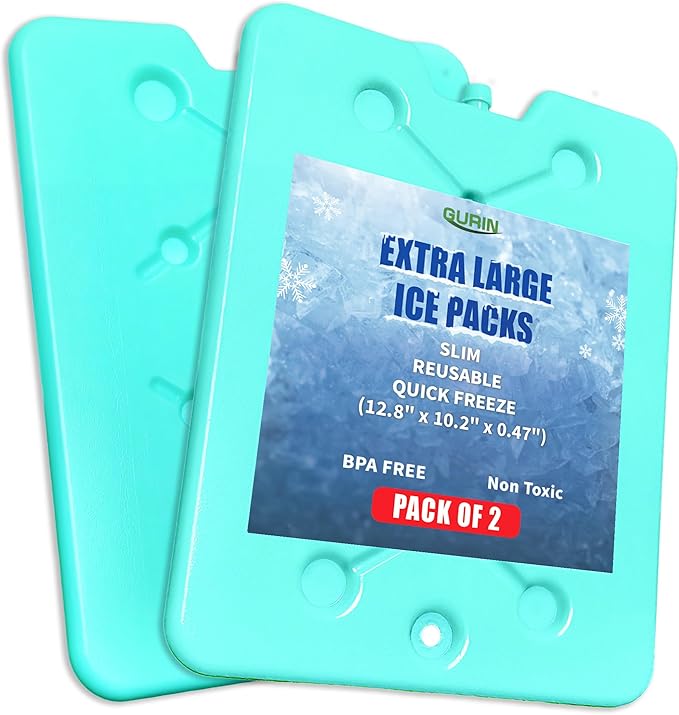 GURIN Reusable Ice Packs for Lunch Box/Coolers, Bag, or Backpack Coolers - Cold Up to 8-12 Hours Long Lasting for Camping Picnic, Outdoor Activities, Food Delivery