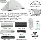 Naturehike 1-2 People Cloud up UL Tent, Rainproof PU1500mm & Windproof Upgrade Ultralight Tents, for Cycle Camping,Backpacking,Hiking,Self-Standing, Construction