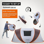 EchoSmile Instant Pop Up Camping Tent, 2/4/6 Person, Easy Setup Tent, Water Resistant Dome, Portable with Carry Bag