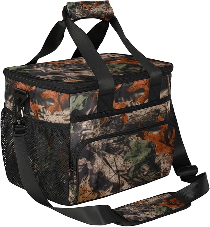 Pardick Soft Cooler Bag Forest Camo Camouflage Insulated Lunch Box for Men & Women, Large Leakproof Lunch Bag Portable Beach Cooler for Work, Picnic, Road Trips,Fishing, Travel, Camping,A-1