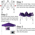 10'x10' Pop Up Canopy Tent Commercial Instant Shelter, with 4 Removable Zippered Side Walls and Heavy Duty Roller Bag, 4 Sand Bags Navy Blue