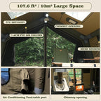 Coody Inflatable Canvas Camping Tents with Stove Jack – Premium Air Beam Family Glamping Tent, Breathable Cotton Canvas, Fast Setup Air Tent with Pump